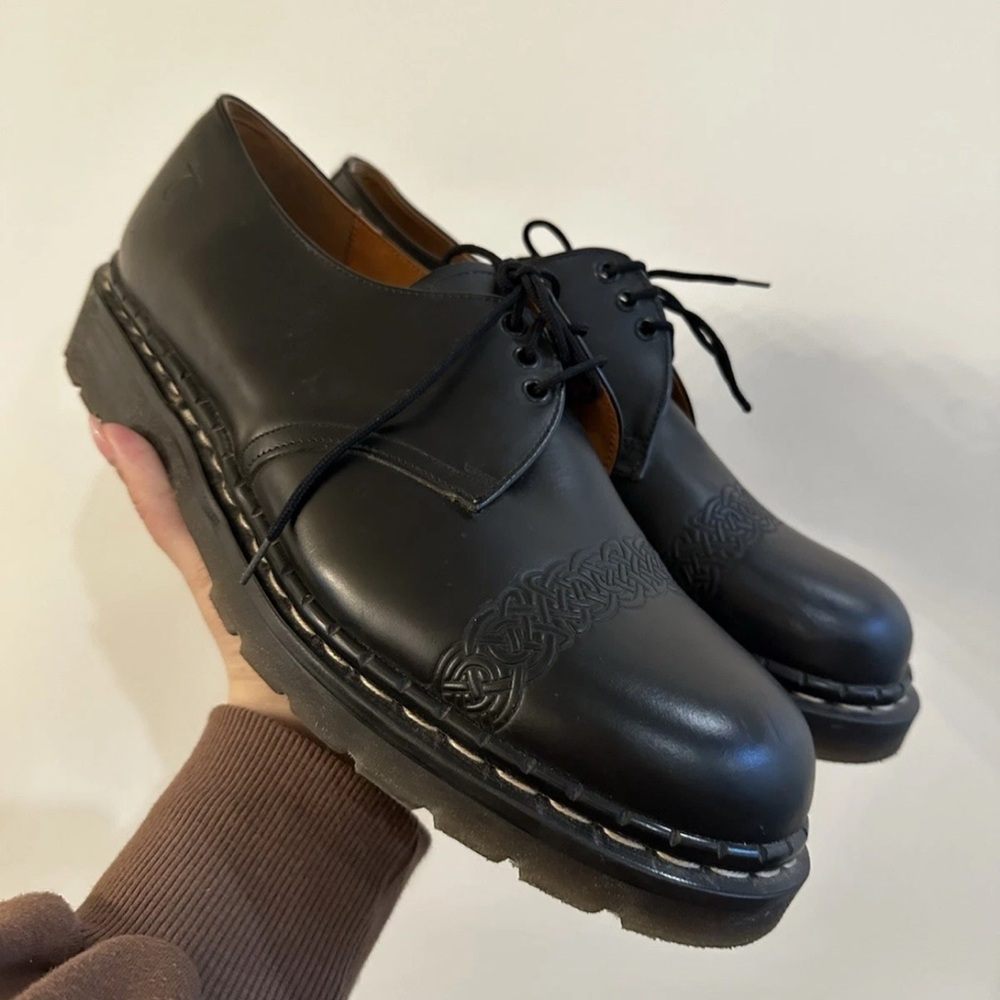 Tredair TNR1340 Oxford Shoes In Black Leather with A Celtic Design Men's UK 12